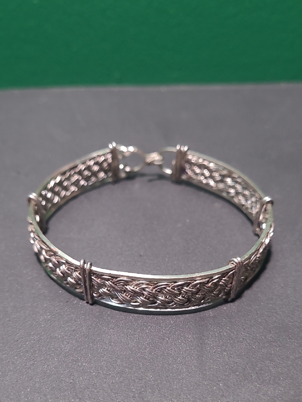 Woven Silver-Tone Braided Wire Bracelet